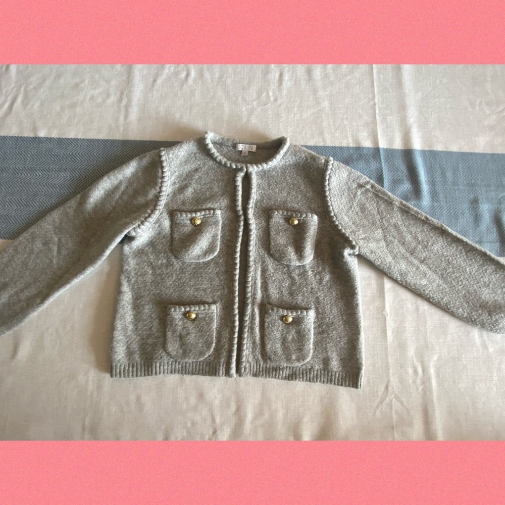 Jcrew Odette sweater! Light grey, sz. M. Works as a sweater or jacket!